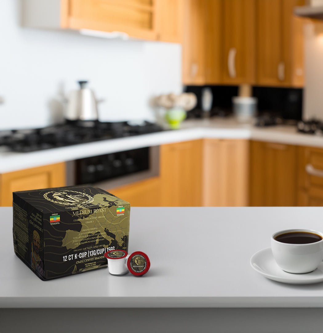 Omni Queen Premium K Cups - Ethiopian Yirgacheffe - Medium Roast - Flavored K Cups - Omni Coffee Brands