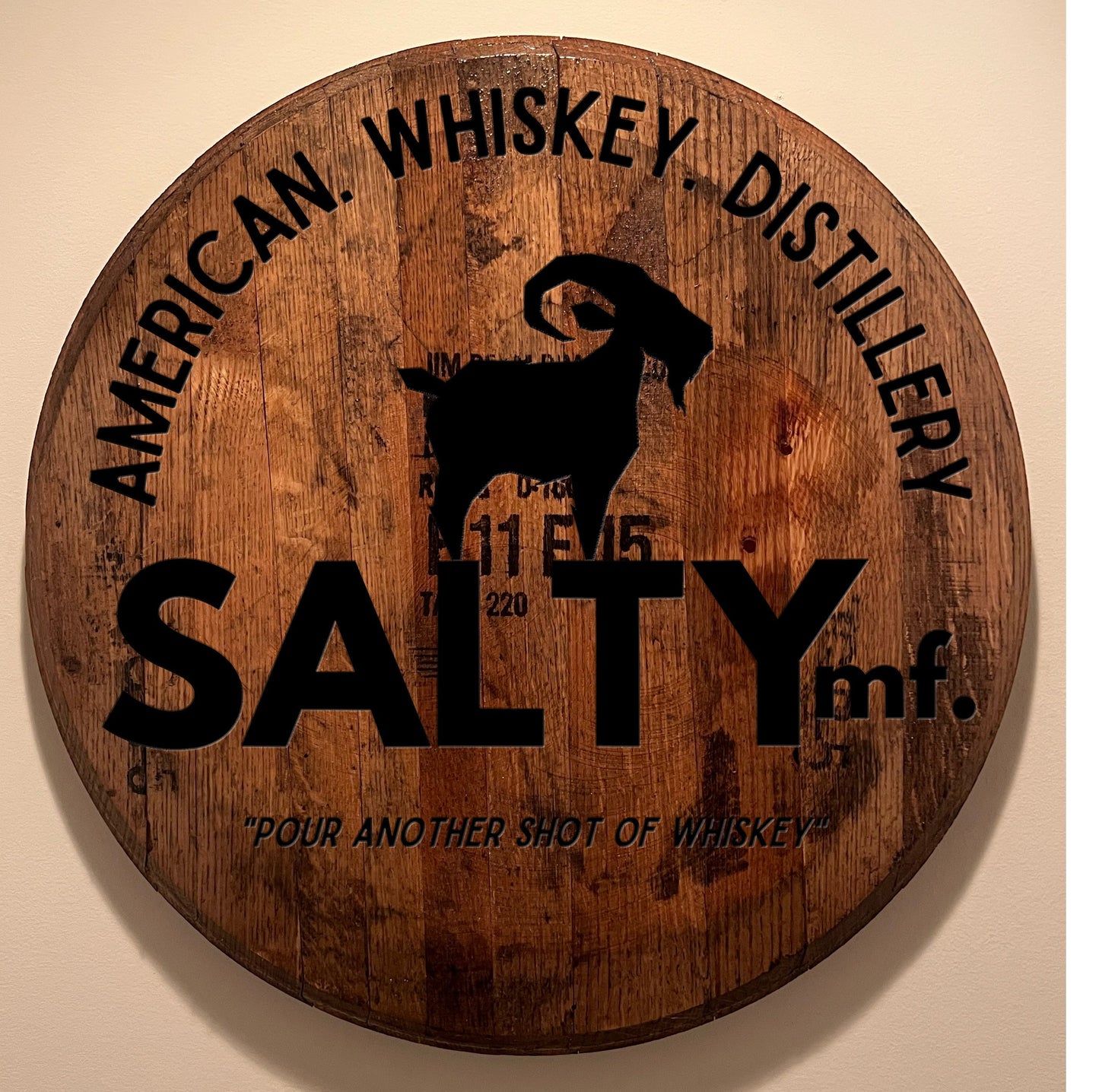 The SALTYMF Dirty American Whiskey Distillery Barrel Head