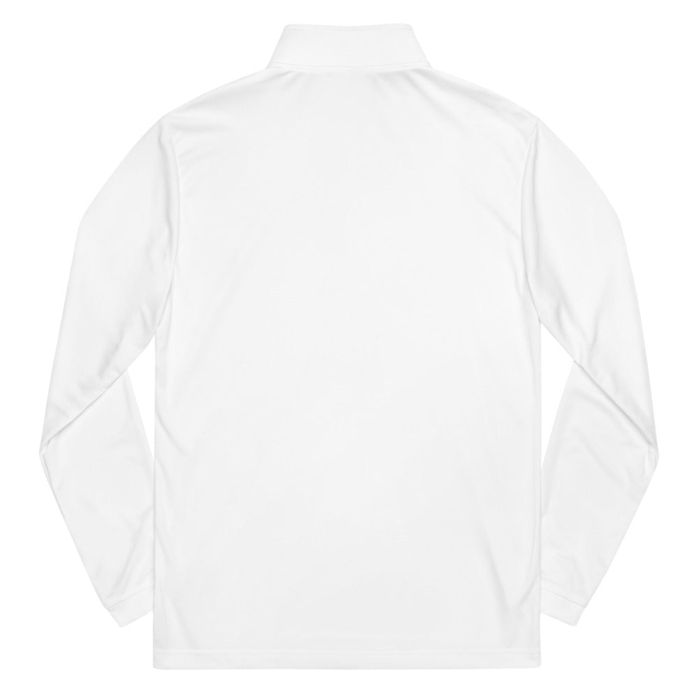 The SALTYMF GOAT White Logo Quarter Zip Pullover